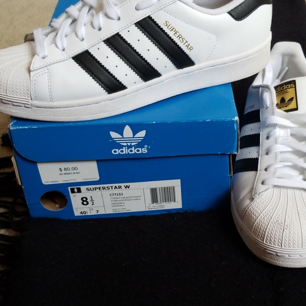 Adidas classic shelltoes in black and white